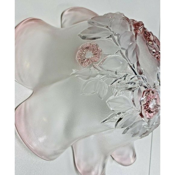 Vintage Mikasa Rosella 11" Glass Pink Floral Embos - Picture 10 of 10